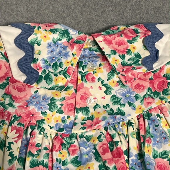 Vintage Rare Editions Floral Dress Size 6X Bib Collar Cottage Easter Shabby - Picture 7 of 9